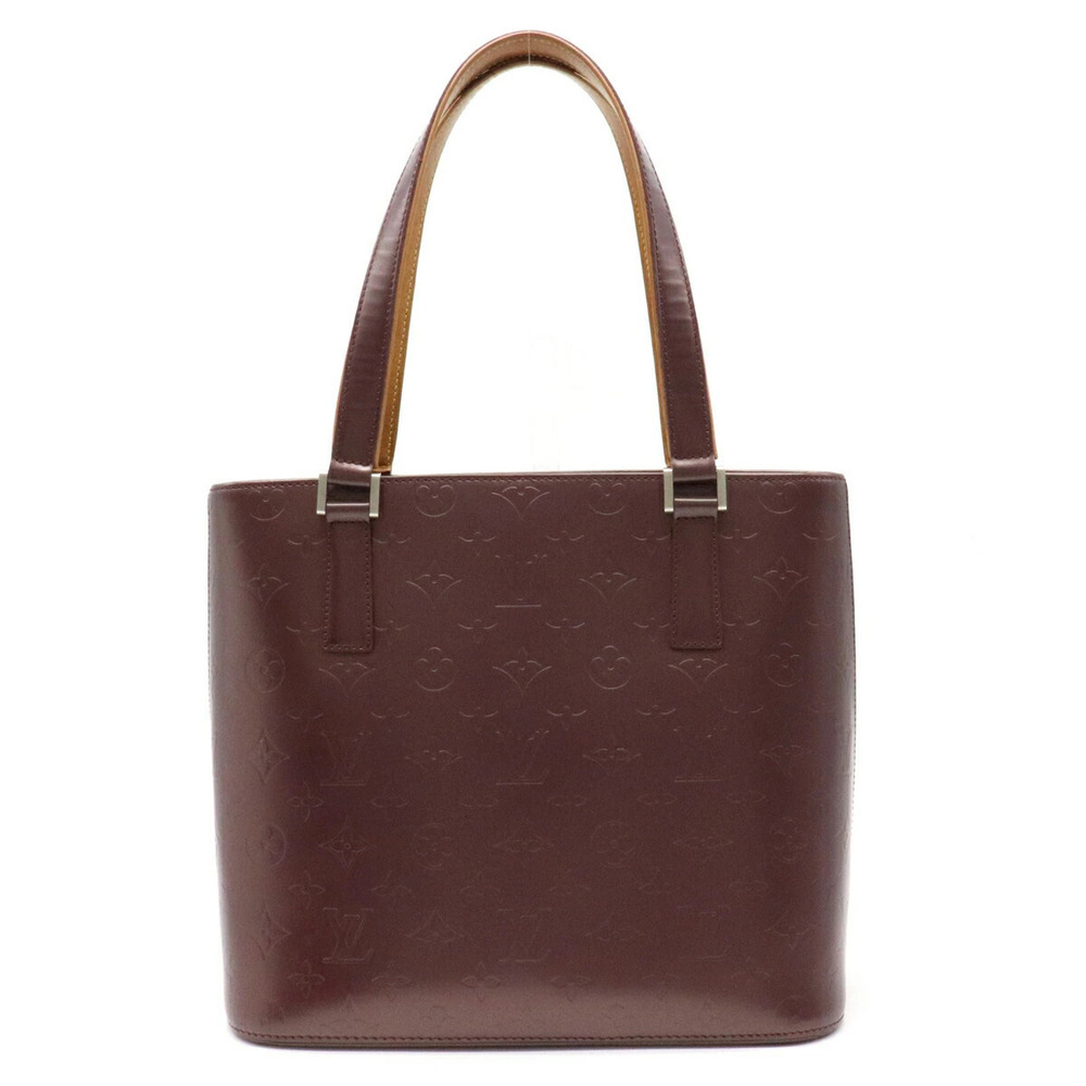 Louis Vuitton Monogram Matte Stockton Tote Bag Shoulder Leather Violet Purple